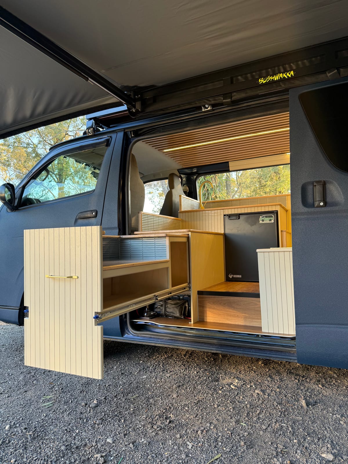 Navy 4&times;4 Hiace &mdash; Drawer bank and cabinetry