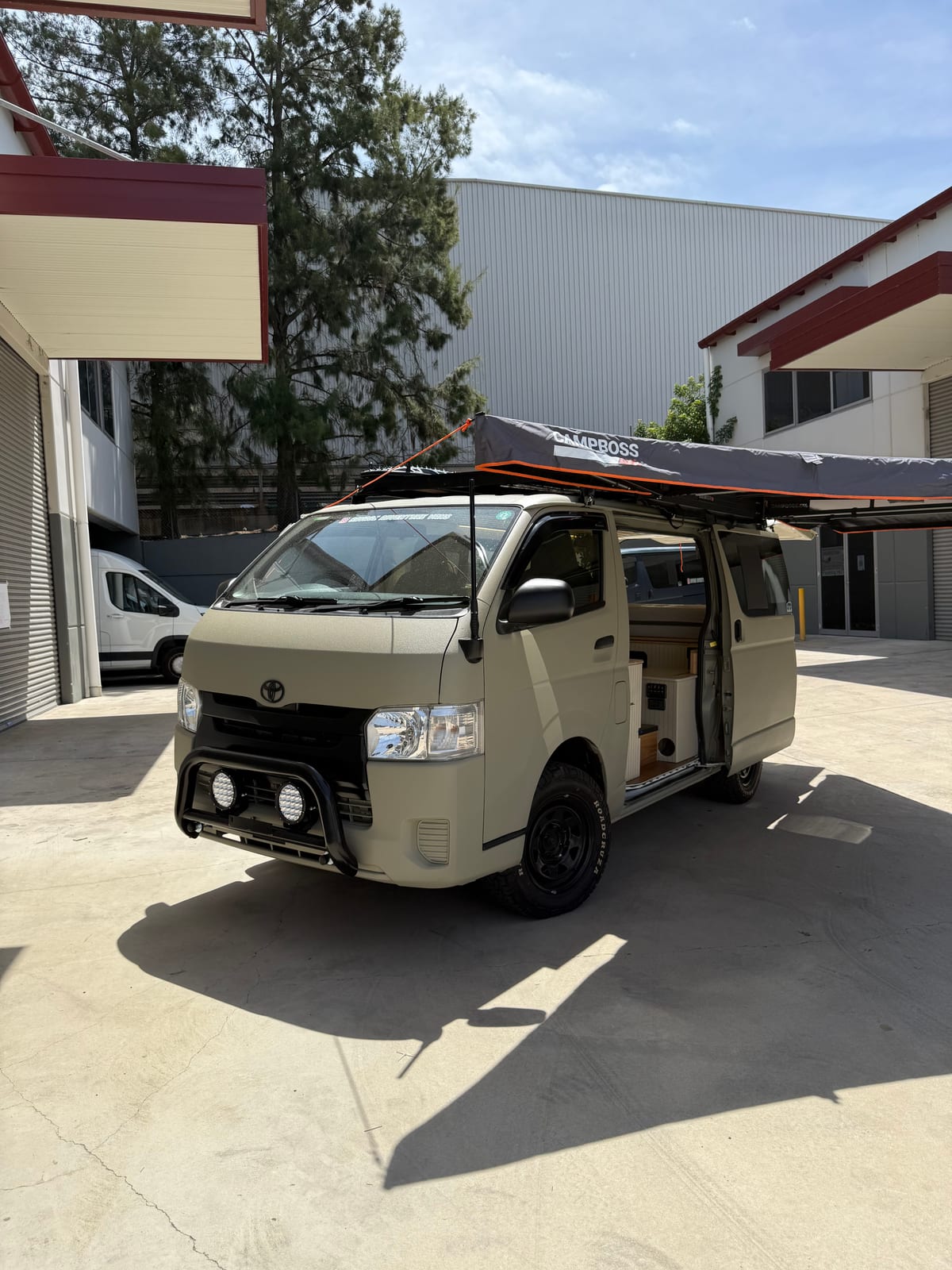 Sand Hiace — Side on at the workshop