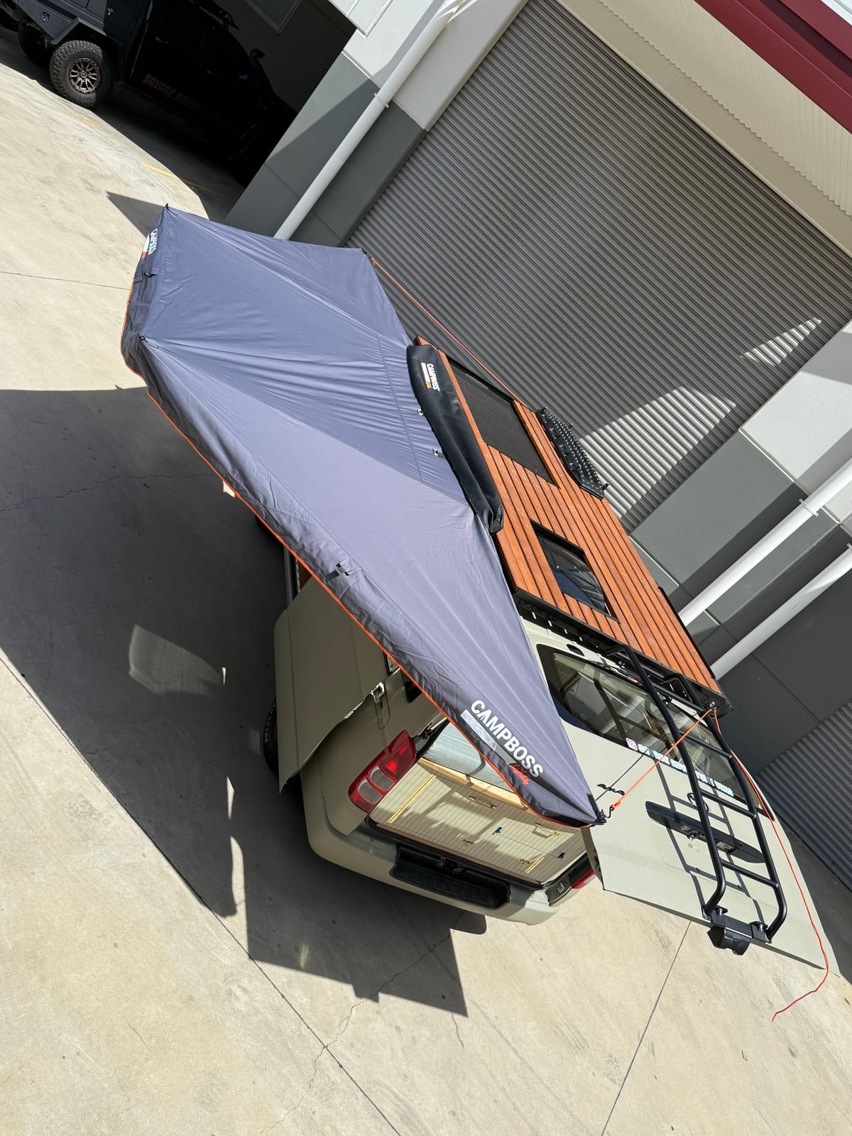 Sand Hiace — Awning out over the back