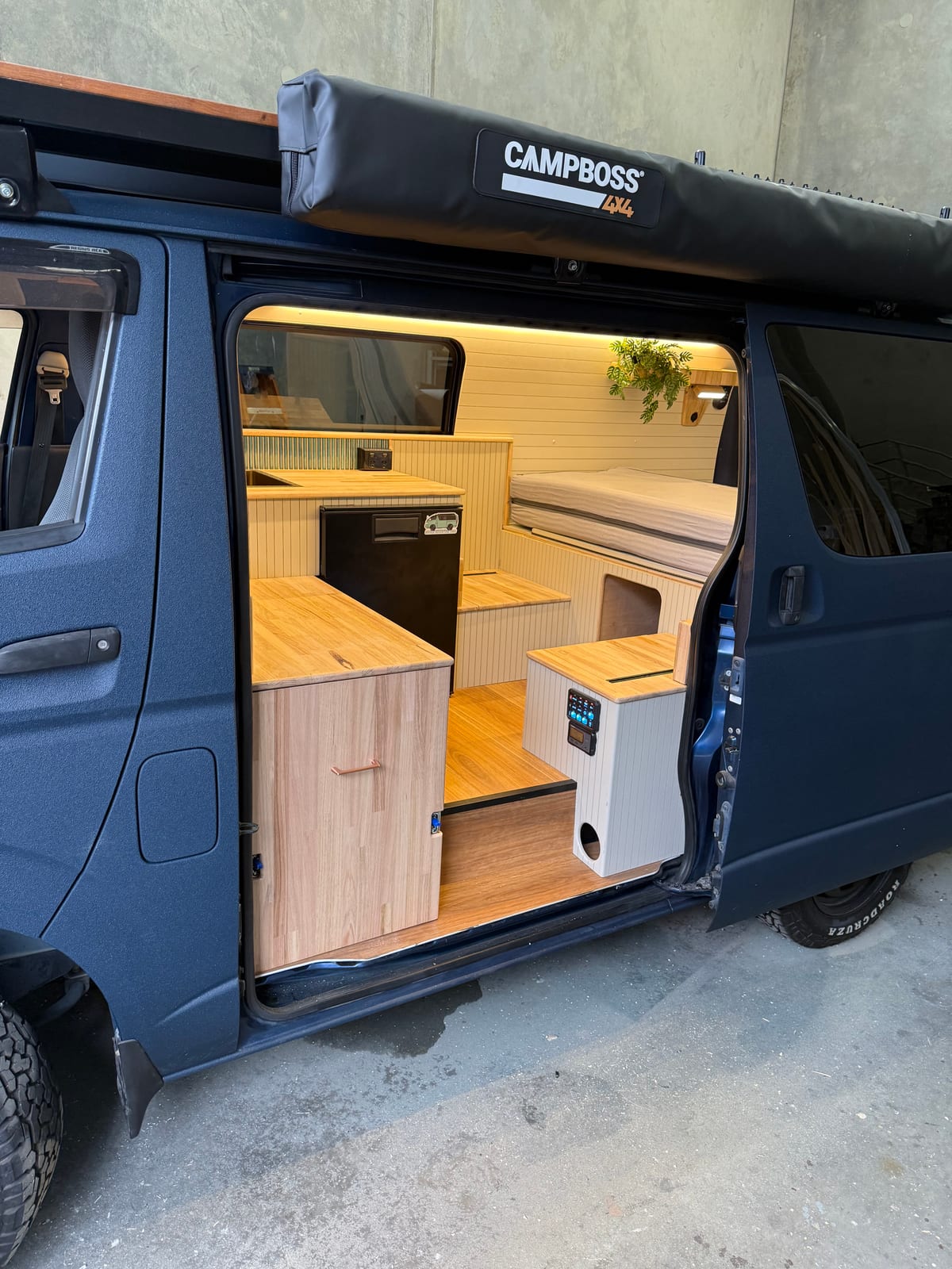 Slate Blue Hiace — Cabinetry and control panel