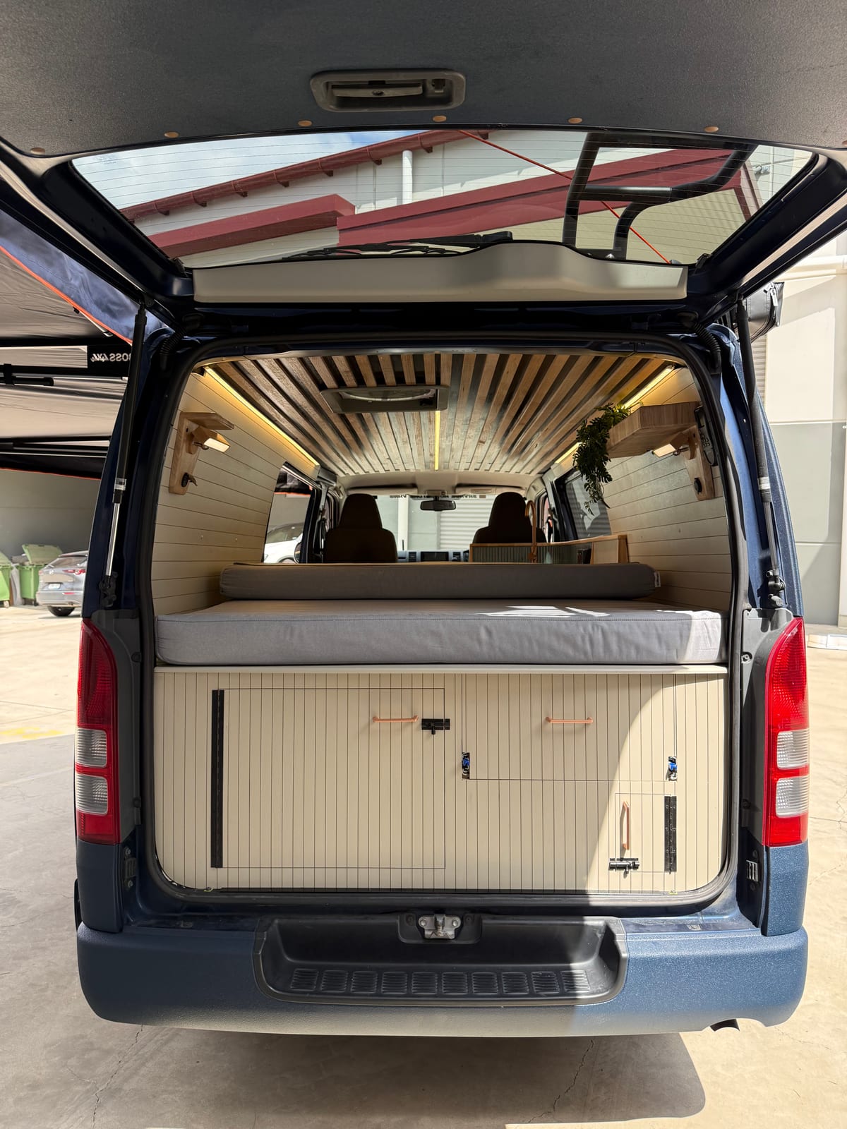 Slate Blue Hiace &mdash; Bed and rear storage