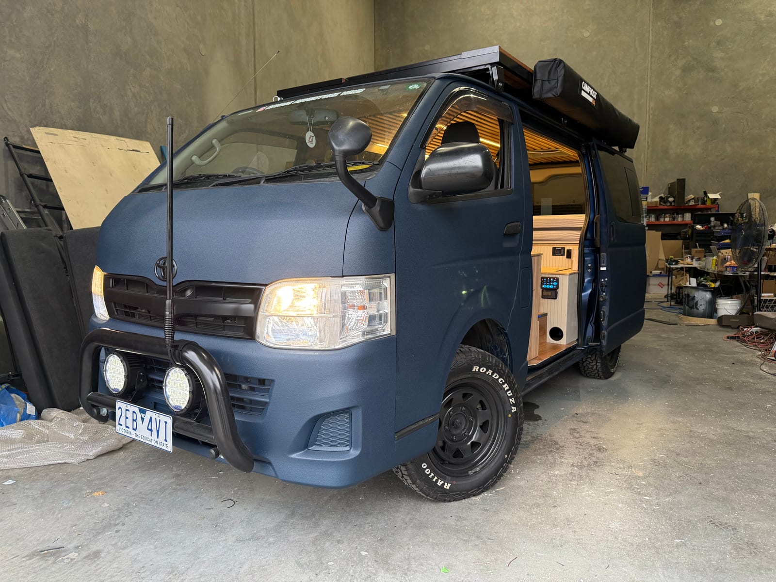Slate Blue Hiace &mdash; Mid-build in the workshop