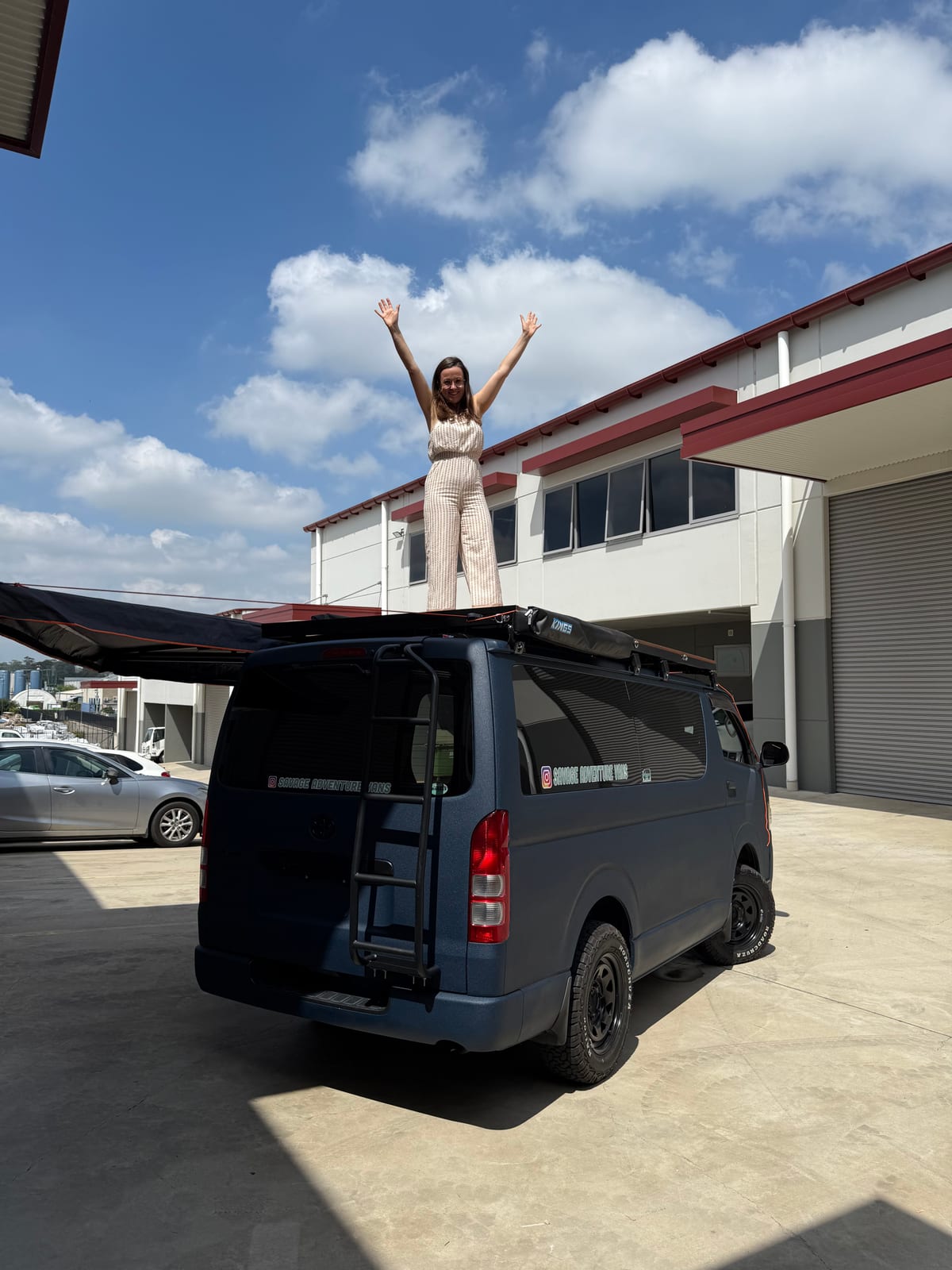 Slate Blue Hiace — Up on the roof rack